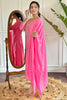 Amazing Pink Embroidered Viscose Traditional Pant Suit With Dupatta