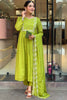 Wonderful Green Embroidered Chinon Pant Suit With Dupatta