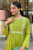 Wonderful Green Embroidered Chinon Pant Suit With Dupatta