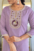 Beautiful Lavender Embroidered Viscose Function Wear Pant Suit