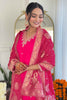 Alluring Pink Embroidered Viscose Traditional Pant Suit With Dupatta