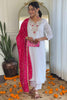 Fabulous White Embroidered Viscose Festival Wear Pant Suit