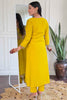 Bewitching Mustard Color Embroidered Viscose Haldi Wear Pant Suit