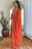 Marvelous Orange Embroidered Vichitra Silk Festival Wear Pant Suit