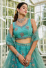 Lovely Teal Blue Embroidered Net Engagement Wear Lehenga Choli