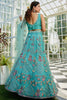 Lovely Teal Blue Embroidered Net Engagement Wear Lehenga Choli