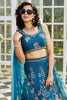 Endearing Blue Embroidered Net Bridesmaid Lehenga Choli With Dupatta