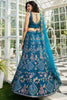 Endearing Blue Embroidered Net Bridesmaid Lehenga Choli With Dupatta