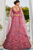 Beautiful Pink Embroidered Net Designer Lehenga Choli With Dupatta