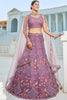 Delightful Purple Embroidered Net Wedding Lehenga Choli With Dupatta