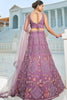 Delightful Purple Embroidered Net Wedding Lehenga Choli With Dupatta