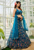 Incredible Blue Embroidered Net Bridesmaid Lehenga Choli With Dupatta