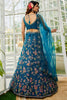 Incredible Blue Embroidered Net Bridesmaid Lehenga Choli With Dupatta