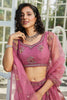 Surprising Pink Embroidered Net Wedding Lehenga Choli With Dupatta