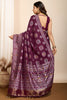 Tantalizing Wine Zari Weaving Silk Festival Wear Saree With Blouse