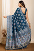 Glamorous Teal Blue Zari Weaving Silk Wedding Saree With Blouse