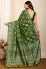 Lovely Olive Green Zari Weaving Silk Mehendi Wear Saree With Blouse