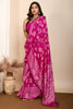 Alluring Rani Pink Zari Weaving Silk Wedding Saree With Blouse