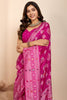 Alluring Rani Pink Zari Weaving Silk Wedding Saree With Blouse