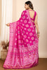 Alluring Rani Pink Zari Weaving Silk Wedding Saree With Blouse