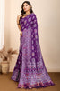 Beautiful Purple Zari Weaving Silk Festival Wear Saree With Blouse