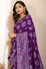 Beautiful Purple Zari Weaving Silk Festival Wear Saree With Blouse