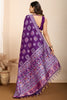 Beautiful Purple Zari Weaving Silk Festival Wear Saree With Blouse