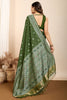 Magnetic Olive Green Zari Weaving Silk Mehendi Wear Saree