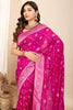 Attractive Rani Pink Zari Weaving Silk Traditional Saree With Blouse