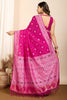 Attractive Rani Pink Zari Weaving Silk Traditional Saree With Blouse