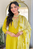 Fascinating Yellow Embroidered Viscose Haldi Wear Pant Suit