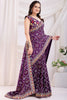 Shocking Purple Bandhani Printed Silk Wedding Saree With Blouse