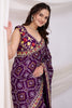 Shocking Purple Bandhani Printed Silk Wedding Saree With Blouse