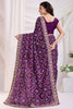 Shocking Purple Bandhani Printed Silk Wedding Saree With Blouse