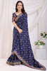 Fabulous Blue Bandhani Printed Silk Wedding Wear Saree With Blouse