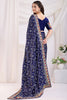 Fabulous Blue Bandhani Printed Silk Wedding Wear Saree With Blouse