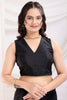 Glamorous Black Thread Embroidered Net Party Wear Saree With Blouse