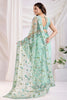 Alluring Sea Green Thread Embroidered Net Saree With Blouse