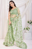 Adorable Pista Green Thread Embroidered Net Event Wear Saree