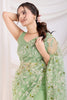 Adorable Pista Green Thread Embroidered Net Event Wear Saree