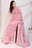 Incredible Pink Thread Embroidered Net Festival Wear Saree With Blouse