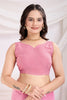 Incredible Pink Thread Embroidered Net Festival Wear Saree With Blouse