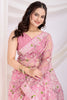 Incredible Pink Thread Embroidered Net Festival Wear Saree With Blouse