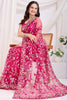 Ravishing Rani Pink Thread Embroidered Net Saree With Blouse