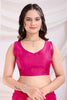 Ravishing Rani Pink Thread Embroidered Net Saree With Blouse