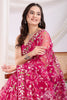 Ravishing Rani Pink Thread Embroidered Net Saree With Blouse