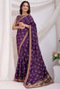 Dazzling Purple Bandhani Printed Silk Traditional Saree With Blouse