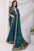 Alluring Teal Blue Bandhani Printed Silk Wedding Saree With Blouse