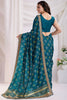 Alluring Teal Blue Bandhani Printed Silk Wedding Saree With Blouse