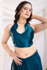 Alluring Teal Blue Embroidered Chinon Festival Wear Saree